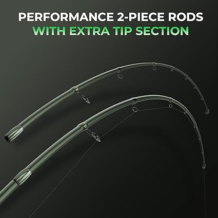 KastKing Spartacus II Twin-Tip Fishing Rod and Reel Combo, Spinning & Casting Combo, Fishing Poles and Reels Combo, KastFlex IM6 Graphite Blanks, 2-Piece Rods with Extra Tip